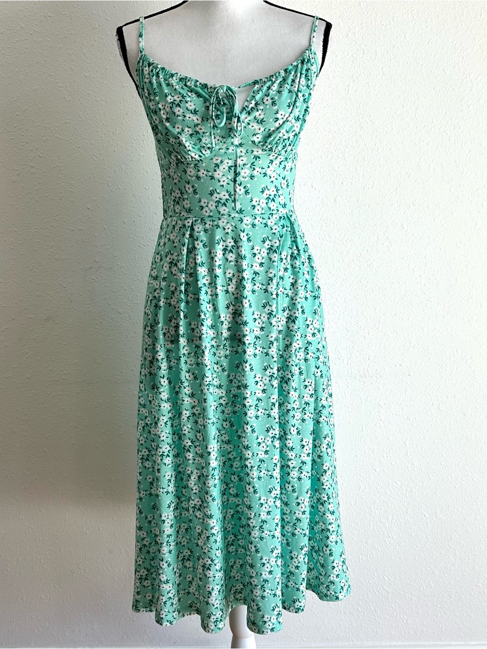 Caracilia Sun Dress Women’s Sz S Green Floral Boho Spring Summer Sundress